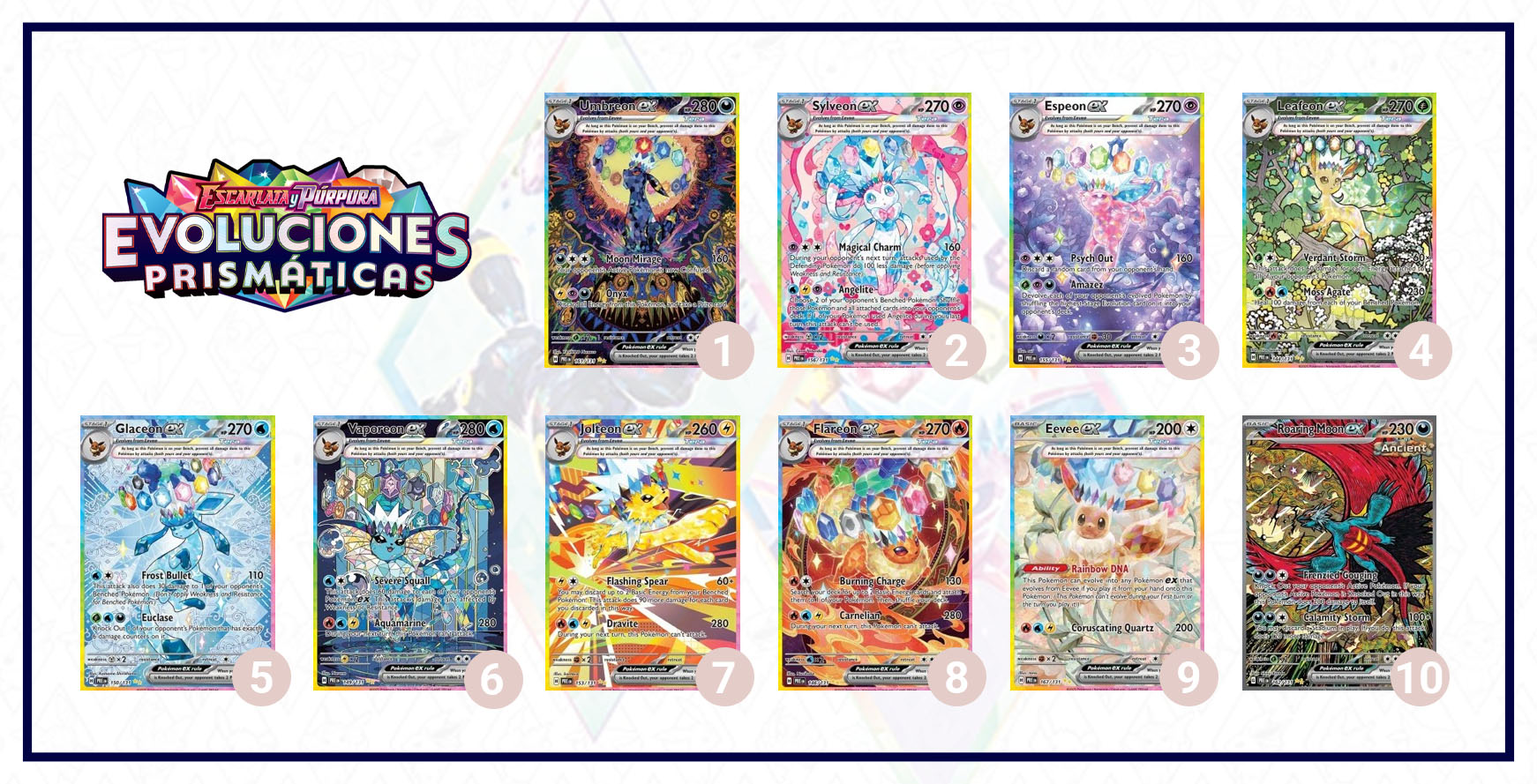 top 10 mejores cartas prismatic evolutions